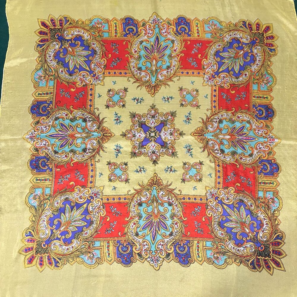 Red and Yellow pure silk foulard Made in Italy